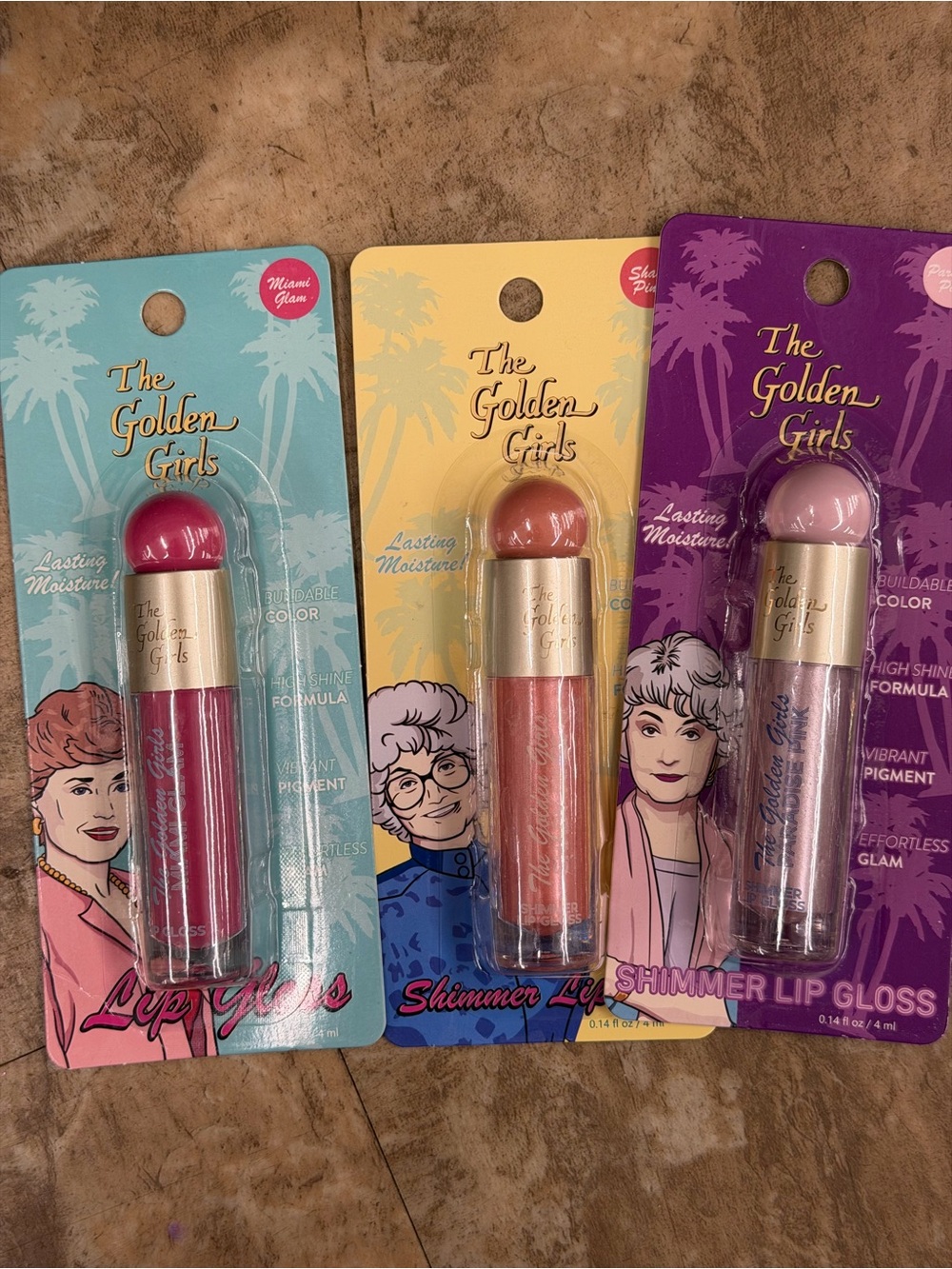 Viral golden girls bundle Shimmer Lip Gloss set - Pink, Peach & Mauve (Set)
